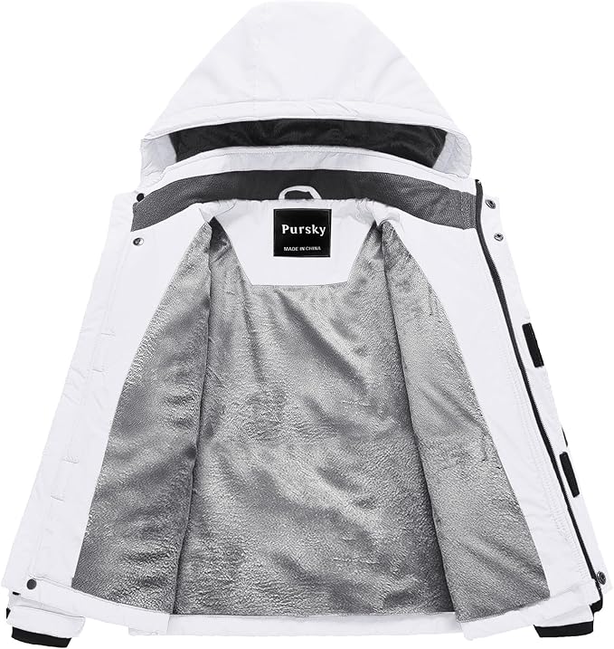 Pursky Boy's Waterproof Ski Jacket Kids Winter Snow Coats Fleece Raincoats Parka