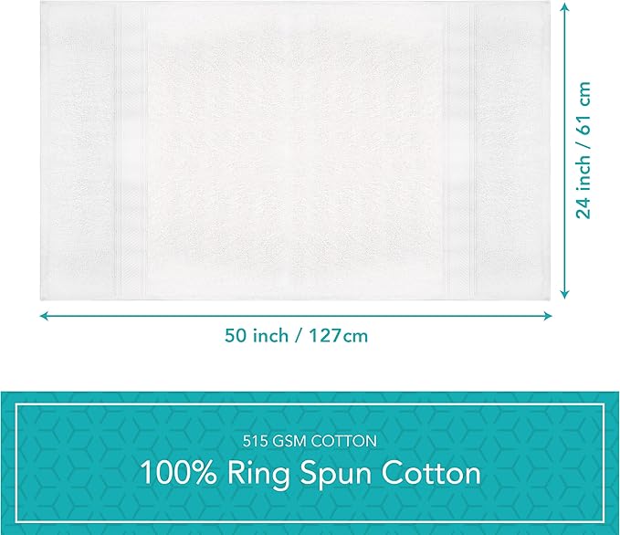 Pleasant Home Bath Towels Set of 6 (24” x 50”) 100% Cotton, 515 GSM | Lightweight, Soft & Absorbent Luxury Towels for Bathroom | for Gym, Pool & Spa | 6 Pack, White