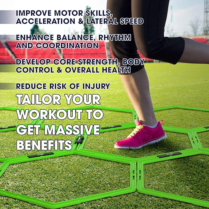 Yes4All Hex Agility Rings/Speed Rings with Carrying Bag – Hexagon Rings, Agility Hurdles for Agility Footwork Training