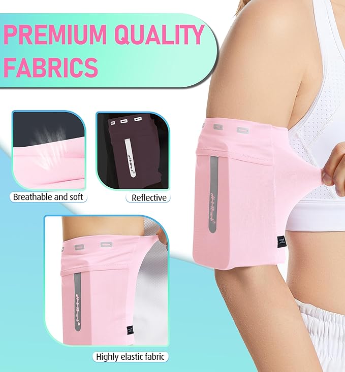 HiRui Running Armband Sleeve Universal Sports Armband Cell Phone Holder Armband for Exercise Workout, Compatible with iPhone 16/15/14/13/Plus/Pro Samsung Galaxy All Phones (XL, Pink)