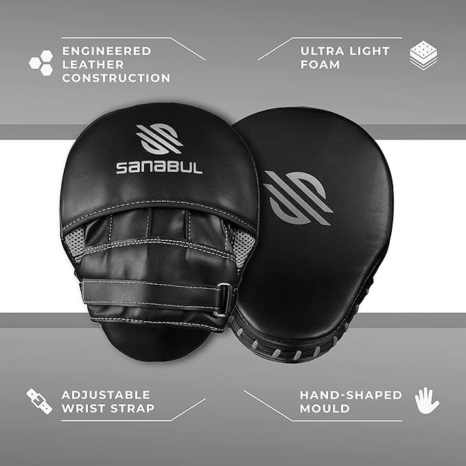 Sanabul Essential Curved Punching Mitts for Boxing, MMA Muay Thai Boxing Pads for Training, Punch Focus Mitts, Hand Pads Sparring Gear, Strike Shield