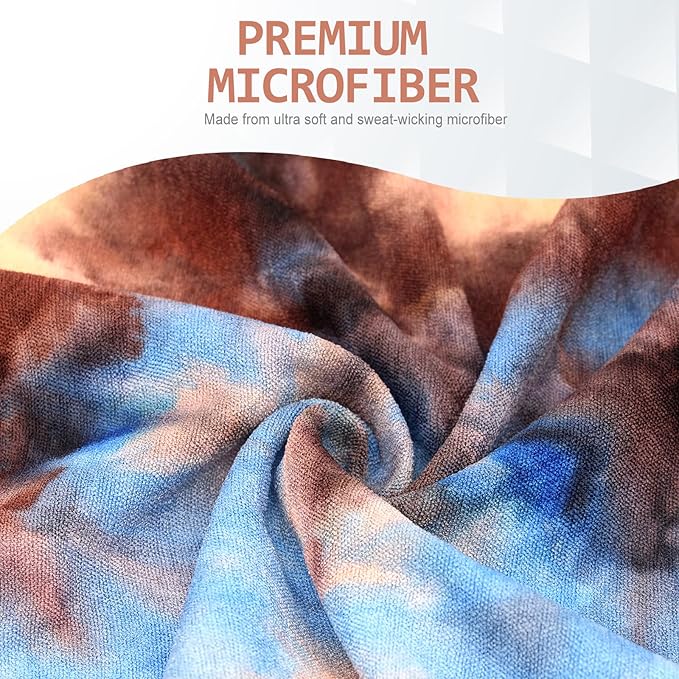 Eunzel Yoga Towel,Hot Yoga Mat Towel with Grip Dots Sweat Absorbent Non-Slip for Hot Yoga, Pilates and Workout 24" x72", Blue & Brown