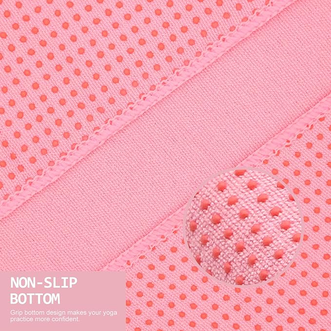 Eunzel Yoga Towel,Hot Yoga Mat Towel with Grip Dots Sweat Absorbent Non-Slip for Hot Yoga, Pilates and Workout 24" x72", Pink