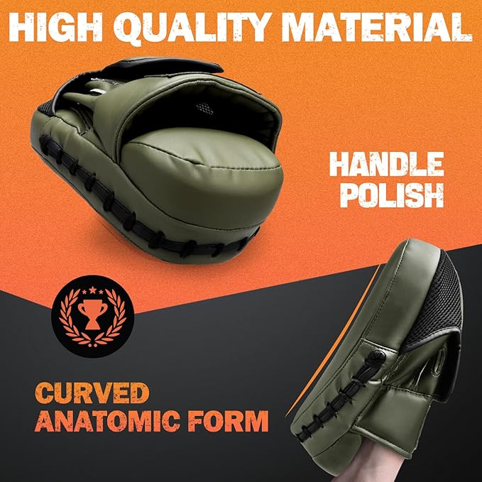 Boxing Pads for Men, Women, & Kids, Leather Focus Mitts for Martial Arts, Boxing Training, Curved Punch Mitts for Karate, Kickboxing,Muay Thai, Taekwondo