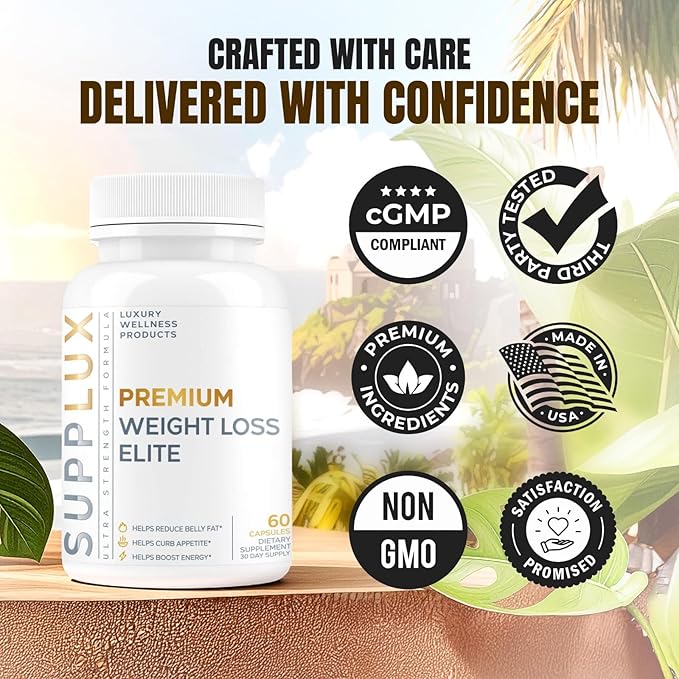 Premium Weight Loss Elite | Supports GLP-1 Pathway Function | Weight Loss Pills for Women, Fat Burner for Men | 5 Strategic Backed Ingredients | 3rd Party Tested Supplement - 60 Pills