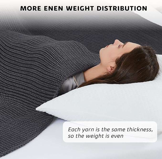 L'AGRATY Knitted Weighted Blanket - 48"x72" 15lbs Cooling Chunky Knit Heavy Blanket for Adults Braided Crochet Throw Thick Cable Yarn Knit Decorative No Beads Evenly Weighted Machine Washable