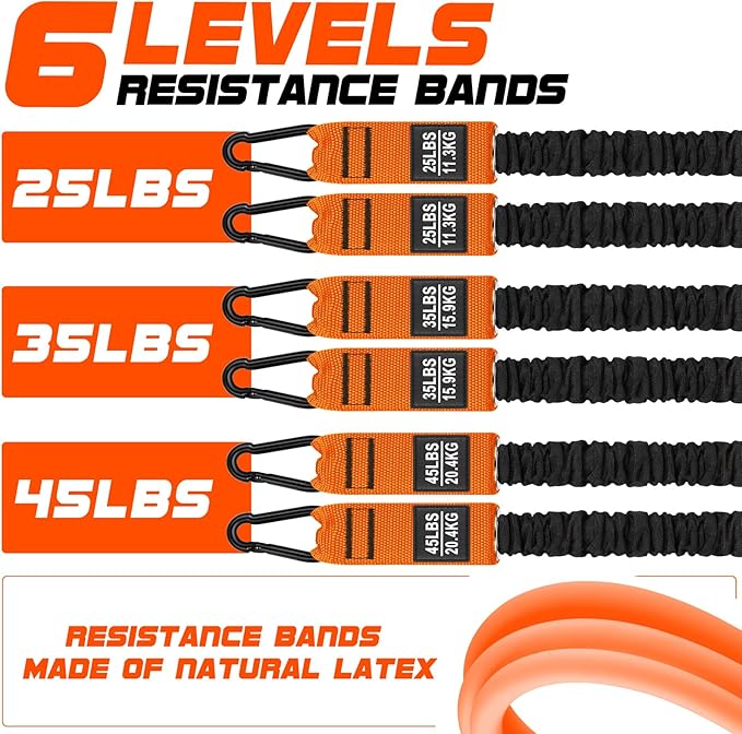 Pilates Bar Kit with Resistance Bands for Working Out, 210lbs Heavy Resistance Bands with Handles, Pilates Equipment with Resistance Band Bar for Men Women, at Home Gym Full Body Workout Equipment