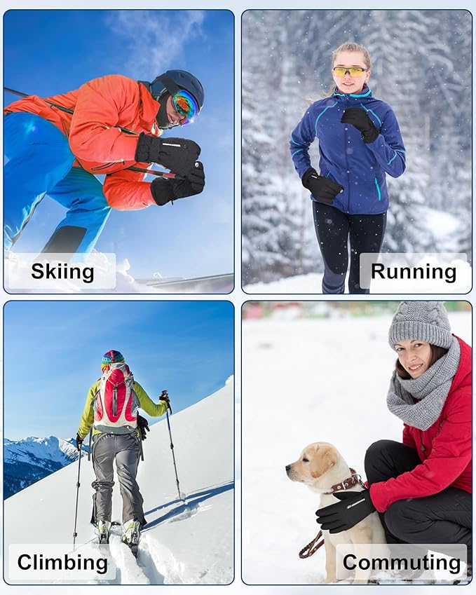 Waterproof Winter Ski Gloves Thermal -10F°, 3M Thinsulate Thick Warm Gloves, Windproof Touch Screen Snow Gloves