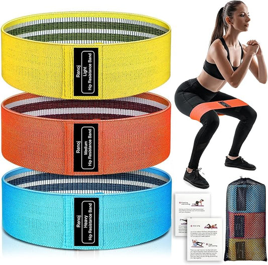 Renoj Resistance Bands, Yoga Starter Sets for Women and Men, 3 Set of Stretch Exercise Workout Bands for Booty Legs, Elastic Pilates Flexbands