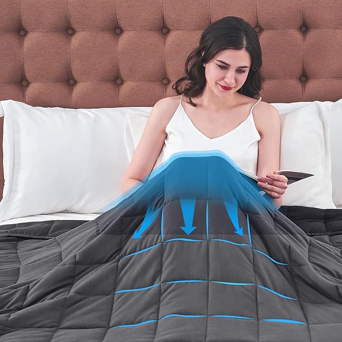yescool King Size Weighted Blanket for Adults (25 lbs, 80β x 87β, Grey) Cooling Heavy Blanket for Sleeping Perfect for 240-260 lbs, Breathable Blanket for Adults & Couple All Season, Machine Washable