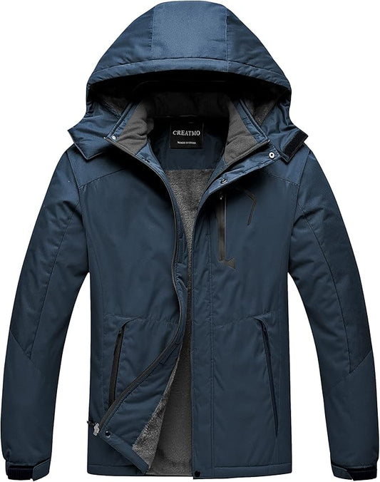 CREATMO US Men's Mountain Waterproof Ski Jacket - Windproof Snowboarding Warm Winter Coat Raincoat