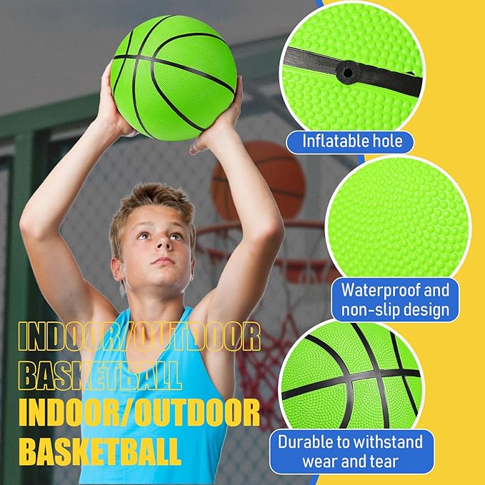 Jerify 12 Pack Official Size Rubber Basketballs for Kids Child Junior Youth Indoor Outdoor Sports Basket Balls with Pump Back to School Student Gifts Operation Christmas Bulk Items