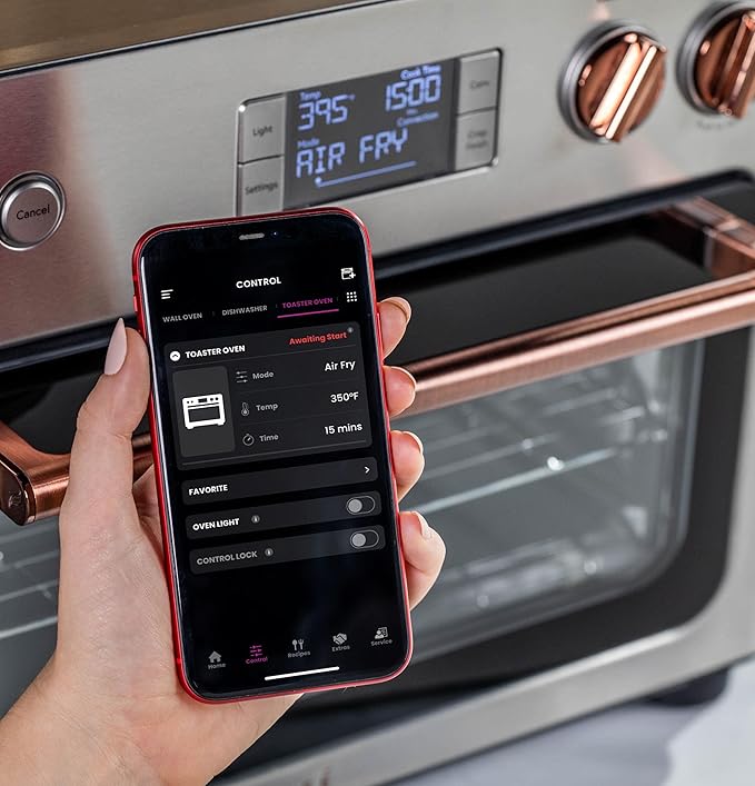 Café Couture Oven with 14 essential cooking modes, including Air Fry, CrispFinish, Bake, Broil, Roast, Toast, Pizza, WiFi & Smart Connected, Voice Control, Countertop Small Appliances, Steel Silver