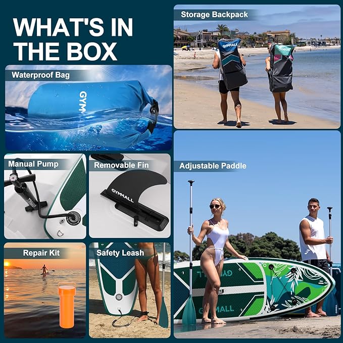 Paddle Board, Inflatable Stand Up SUP Paddle Boards for Adults & Youths of All Skill Levels, Wide & Non-Slip Deck Design Blow Up Paddleboards with Premium Accessories & Storage Bag