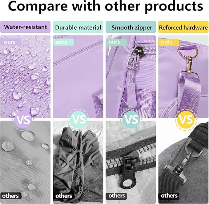 MABROUC Duffle Bag For Women, Sports Duffel Bag for Gym with Wet Pocket & Shoe Compartment, Overnight Weekender Travel Bag