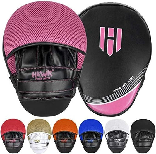 Hawk Sports Punching Mitts for Men, Women, & Kids, Leather Focus Mitts for Martial Arts & Boxing Training, Curved Punch Mitts for Karate, Kickboxing, Krav MAGA, Muay Thai & Taekwondo