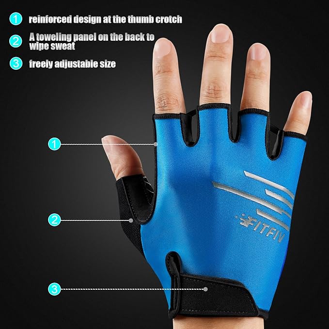 Cycling Gloves Bike Gloves for Men/Women Half Finger Biking Gloves Exercise Workout Gloves Suitable for Outdoor Sports, Gym, Weight Lifting, Rowing and Motorcycle