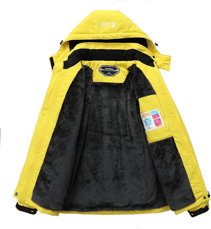 MOERDENG Women's Waterproof Ski Jacket Warm Winter Snow Coat Mountain Windbreaker Hooded Raincoat Jacket