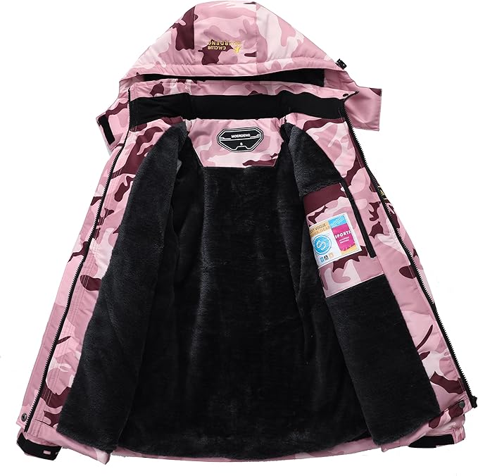 MOERDENG Women's Waterproof Ski Jacket Warm Winter Snow Coat Mountain Windbreaker Hooded Raincoat Jacket