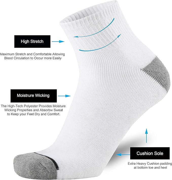 ONKE Max Full Cushion Low Cut Quarter Socks for Men Athletic Running Training Work Thick Warm Moisture Control Anti Blister