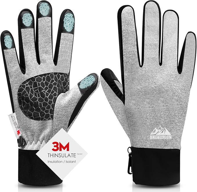 Bruvoalon Winter Gloves for Women & Men, 3M Thermal Insulation, Lycra Fabric, Windproof, Touchscreen, Anti-Slip, Cold Weather