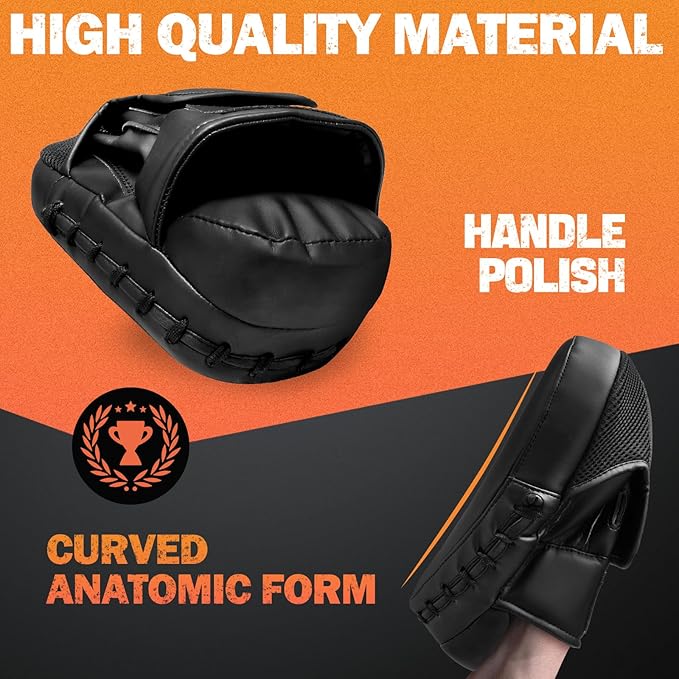 Boxing Pads for Men, Women, & Kids, Leather Focus Mitts for Martial Arts, Boxing Training, Curved Punch Mitts for Karate, Kickboxing,Muay Thai, Taekwondo