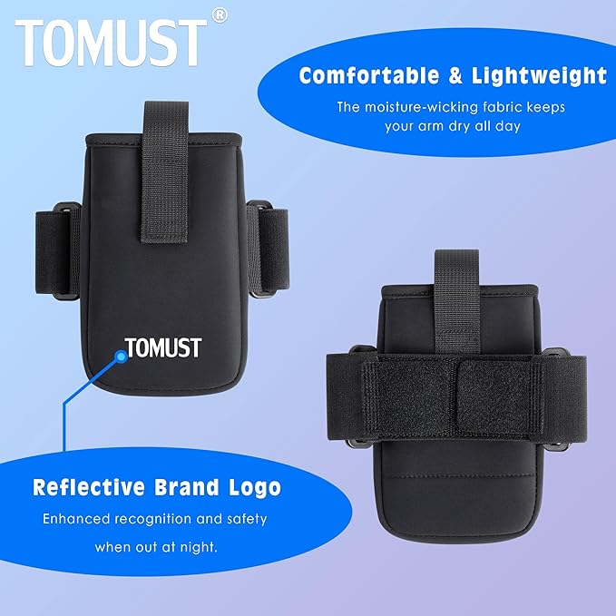 Phone Holder with Three Strap, Lightweight Arm Band with Reflective Logo, Elastic Armband Sleeve with Case Fits iPhone and Android, Use for Running, Hiking, Fitness and Workouts, Women/Men