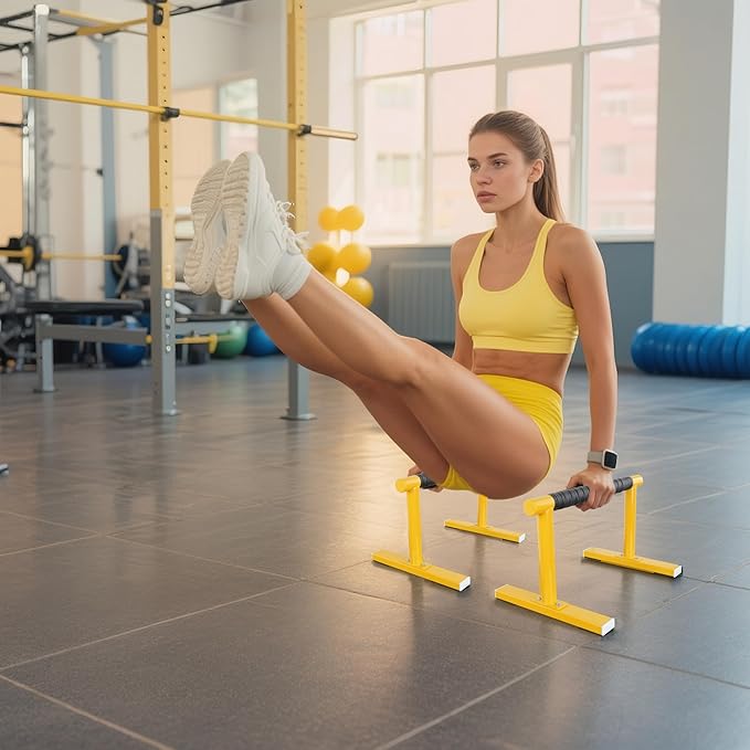 Strength Training Parallettes I-Sit Push Up Bars, Pushup Handles Calisthenics Equipment for Home Workout, Anti-slip Gymnastics Bars, Handstand & Dip Bar for Outdoor Exercise