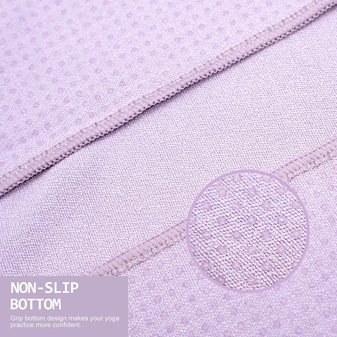 Eunzel 2 Pack Hot Yoga Towel with Grip Dot, Non Slip Yoga Mat Towe Sweat Absorbent Towel for Hot Yoga,Bikram, Pilates and Fitness 72" x 24", Taro Purple
