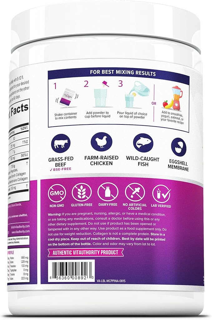 Multi Collagen Peptides Powder for Women - Hydrolyzed Flavored Collagen Powder for Women with Types I II III V & X Vitamin C & Hyaluronic Acid for Hair Skin and Nails (Pina Colada) - 30 Servings