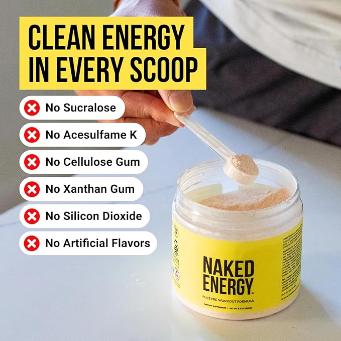 NAKED Cherry Lime Energy - Clean Pre Workout Supplement for Men and Women, Vegan Friendly, No Added Sweeteners, Colors Or Flavors - 30 Servings