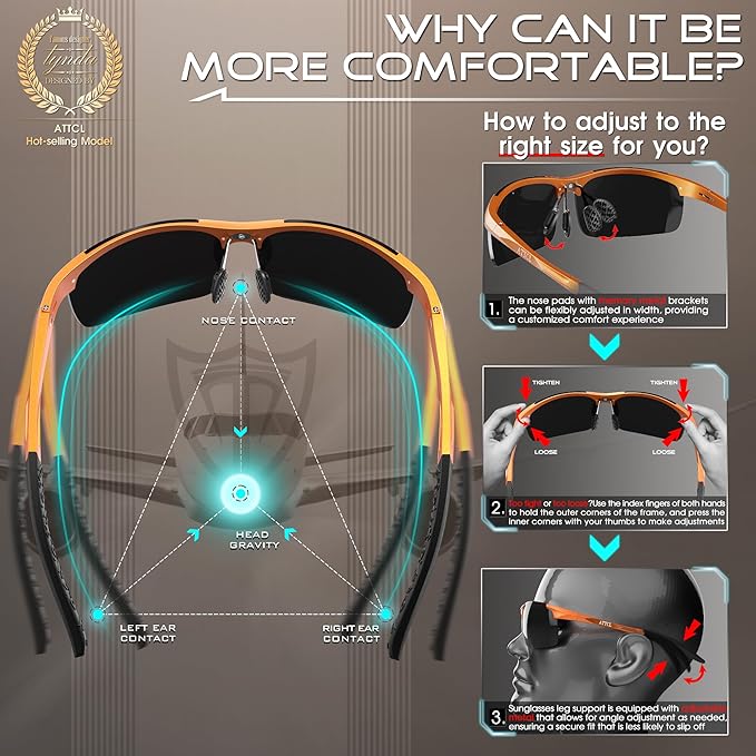 ATTCL Men's Sports Polarized Sunglasses Men for Driving running Fishing Golf - UV Protection Sun glasses Metal Frame