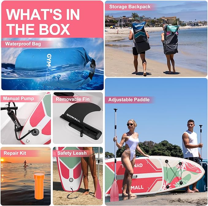 Paddle Board, Inflatable Stand Up SUP Paddle Boards for Adults & Youths of All Skill Levels, Wide & Non-Slip Deck Design Blow Up Paddleboards with Premium Accessories & Storage Bag