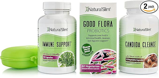 NaturalSlim Candida Cleanse Support Supplements Bundle - Candiseptic Kit Anti Overgrowth, Gut & Colon Cleansing Capsules - Formulated by Frank Suarez (2 Pack)