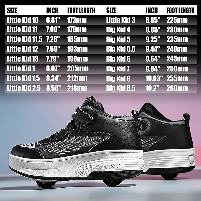 Wooowyet Roller Skate Shoes for Kids Boys Girls Rechargealbe Wheels Sneakers Fashion Roller Wheeled