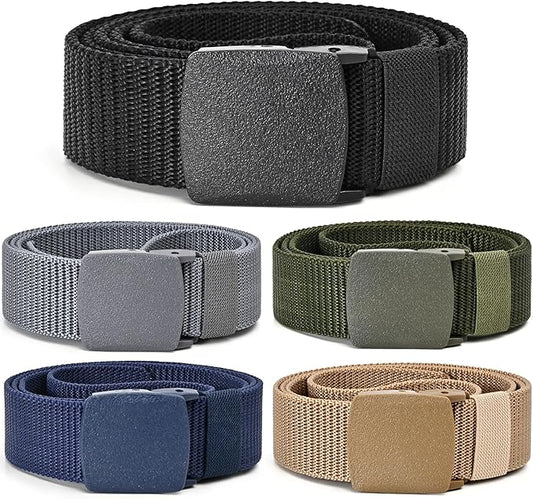 Tactical Men's Nylon Belts,5 Pack Mens Belts Casual,Military Canvas Outdoor Metal-free Belts