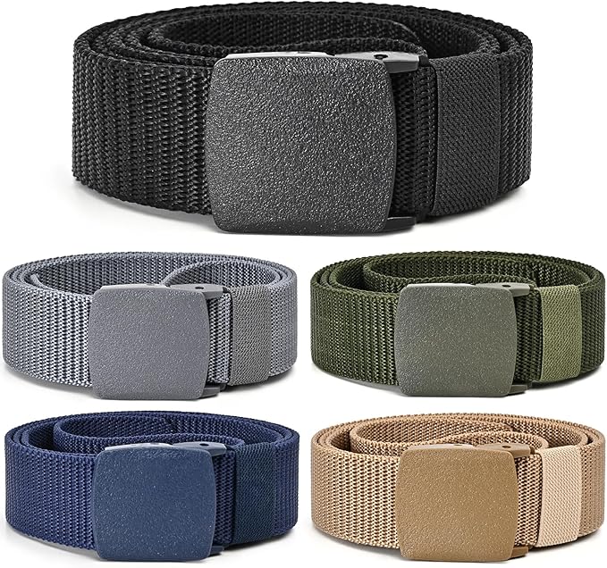 Tactical Men's Nylon Belts,5 Pack Mens Belts Casual,Military Canvas Outdoor Metal-free Belts