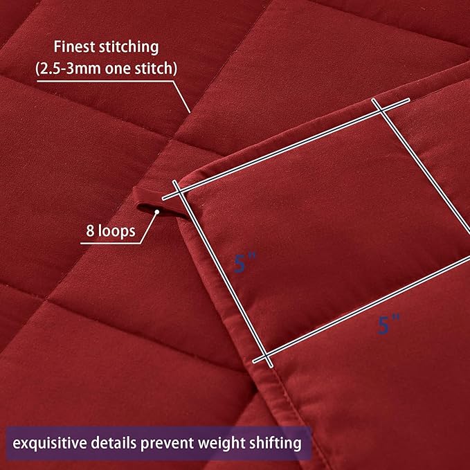 King Size Weighted Blanket for Adults (30 lbs, 80β x 87β, Red) Cooling Heavy Blanket for Sleeping Perfect for 290-310 lbs, Breathable Blanket for Adults & Couple All Season, Machine Washable