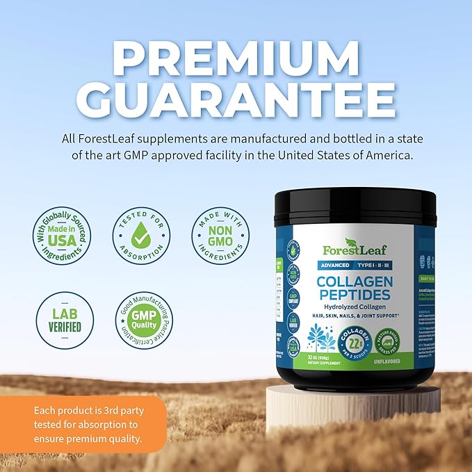 Collagen Peptides Powder Unflavored - Hydrolyzed Collagen Protein Powder Type 1, 2 & 3 - Grass Fed Keto Collagen Powder for Women & Men - Vital Hair, Skin, Nails, Joints, Recovery, 11g Per Serving