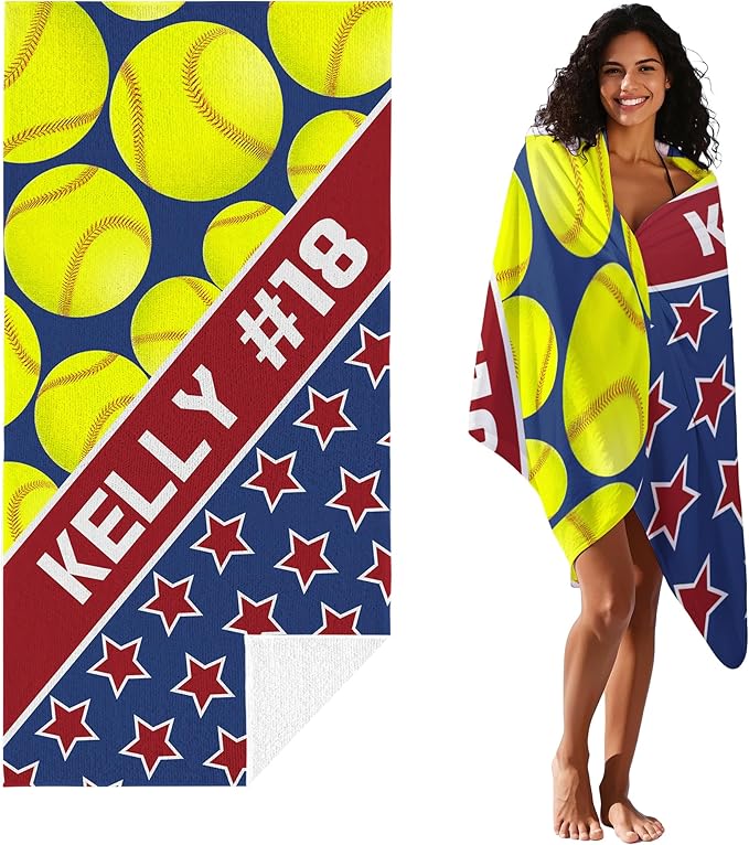 Personalized Beach Towel With Name, Custom Beach Towel with Text, Customized Microfiber Pool Towel, Quick Dry & Absorbent Swim Towel for Adult,Anniversary, Birthday, Summer Holiday,vacation, Tennis