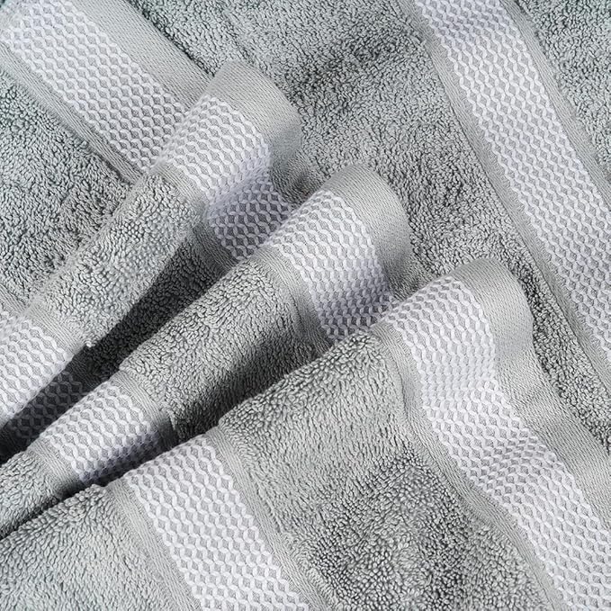 CASA COPENHAGEN Solitaire Towels, 4 Pieces Bath Towel Set- Grey Violet, 600 GSM Designed in Denmark Made of Soft Egyptian Cotton for Bathroom, Kitchen & Shower