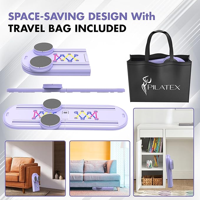 Pilates Board – Foldable Pilates Reformer with Resistance Bands, Bar & Travel Bag – Full-Body Strength & Ab Training Equipment for Women & Men, 15 in 1