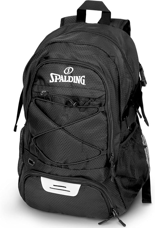 Spalding Basketball Backpack - Black Sports Bag with Ball & Shoe Compartment, Basketball Accessories Bag