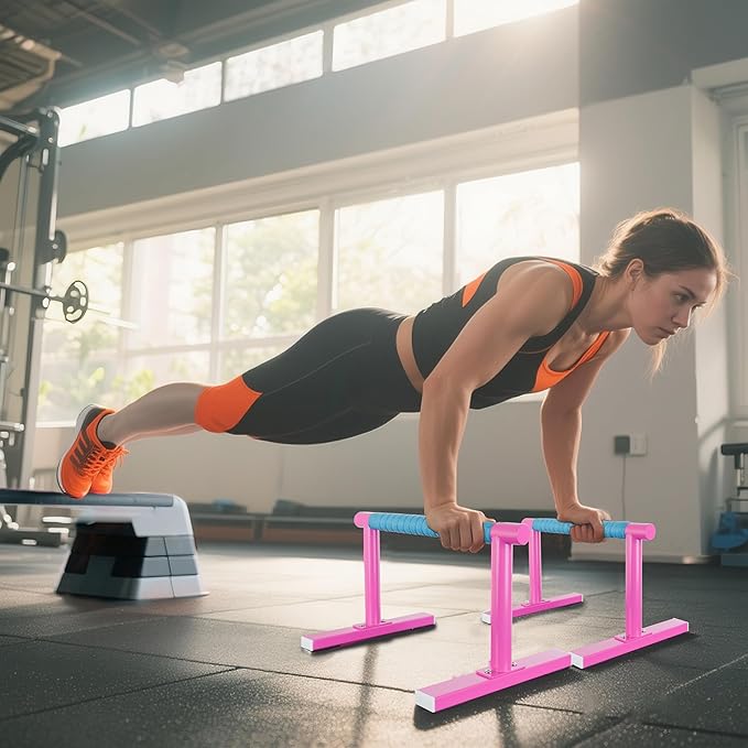 Strength Training Parallettes I-Sit Push Up Bars, Pushup Handles Calisthenics Equipment for Home Workout, Anti-slip Gymnastics Bars, Handstand & Dip Bar for Outdoor Exercise