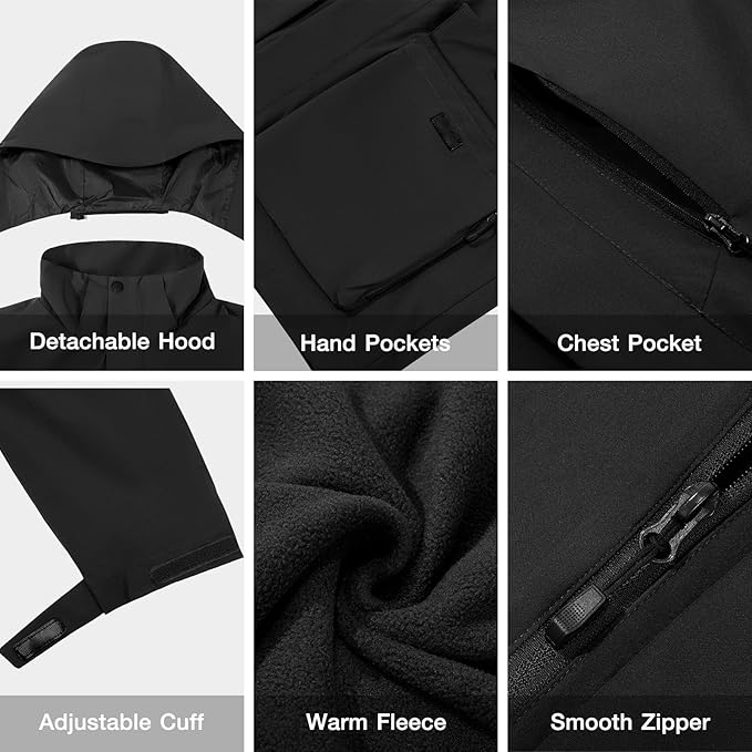 CAMEL CROWN Men's Ski Jacket 3 in 1 Waterproof Winter Jacket Snow Jacket Windproof Hooded with Inner Warm Fleece Coat