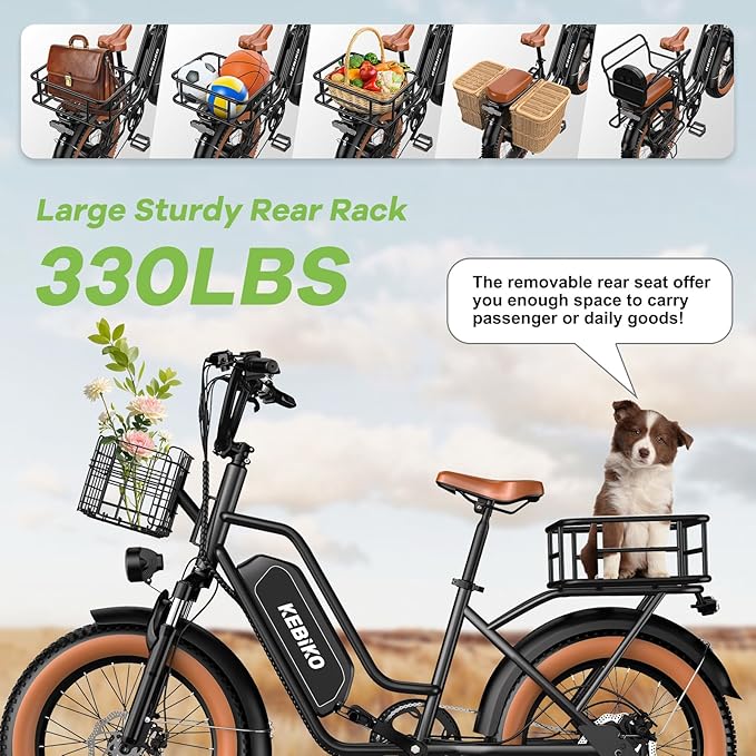 Electric Bike for Adults, 20"x 4" Fat Tire 35MPH Ebike, 1450W Peak Mountain Bike with 48V 20AH Removable 960WH Battery, 80 Miles Max Range Hydraulic/Mechanical Disc Brake 7-Speed Electric Bicycle