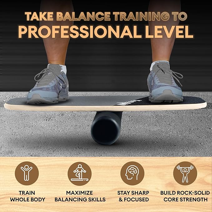 Yes4All Balance Board Sports Trainer, Surf Trainer Board With Adjustable Stoppers, Improve Core Strength and Balance Control