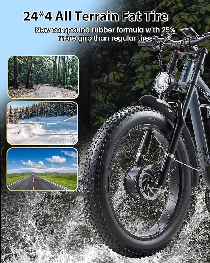 Peak 3000W Dual Motor Ebike for Adults, 48V 25AH Long Range Electric Mountain Bike, 30-34MPH Step-Thru Unlocked Electric Bike