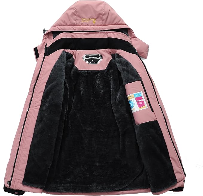 MOERDENG Women's Waterproof Ski Jacket Warm Winter Snow Coat Mountain Windbreaker Hooded Raincoat Jacket