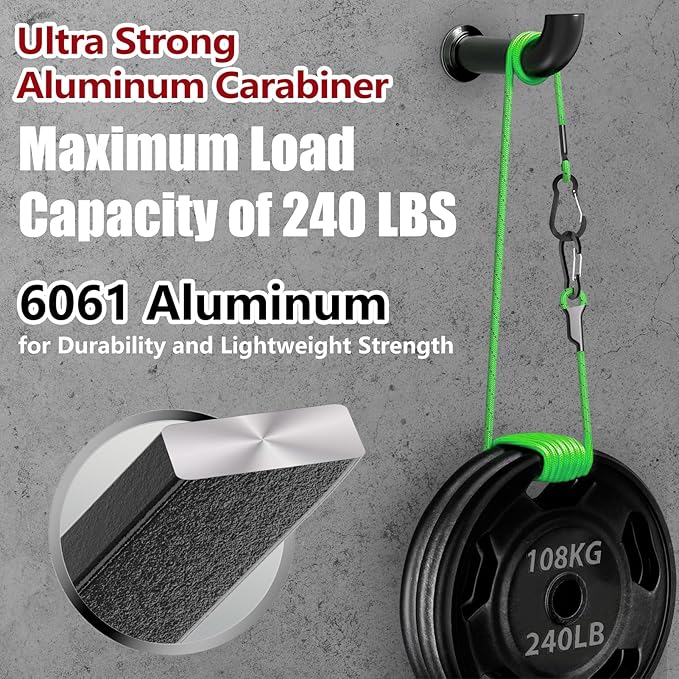 sprookber 3.2 Inch Aluminum Carabiner Clips D Ring, Caribeaner Spring Snap Hook with Keychain for Camping, Hiking, Gym & Outdoor Gear, Set of 10